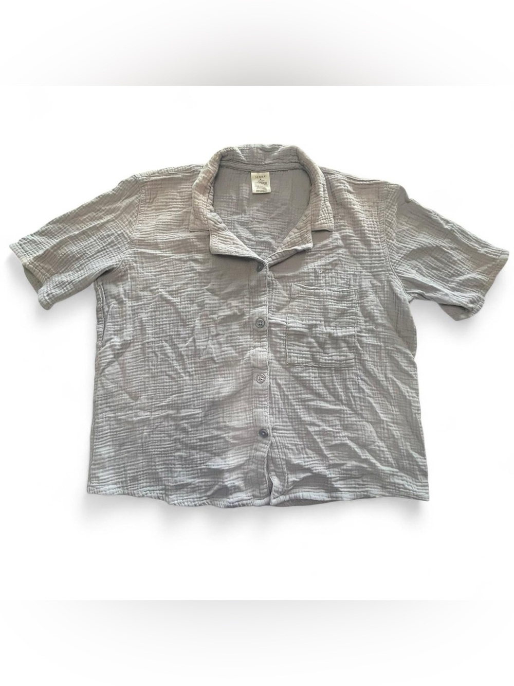 Serra Waffle Knit Button Up Top Size M 100% Cotton Casual Long Sleeve Shirt